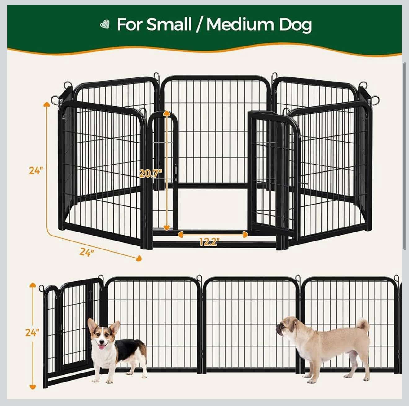 Dog Playpen Outdoor, 24 inch 8 Panels Dog Pen Indoor Heavy Duty R-2