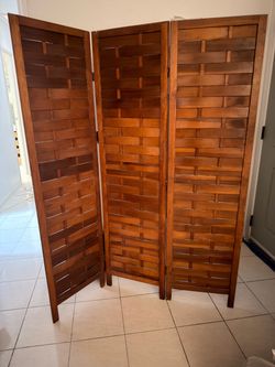 3-Panel Wood Room Divider Screen