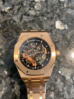 Rose gold, black skeleton face AP
