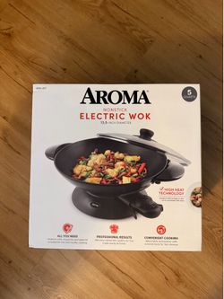 Aroma® Professional 5Qt. Electric Wok, Black, New (AEW-307)