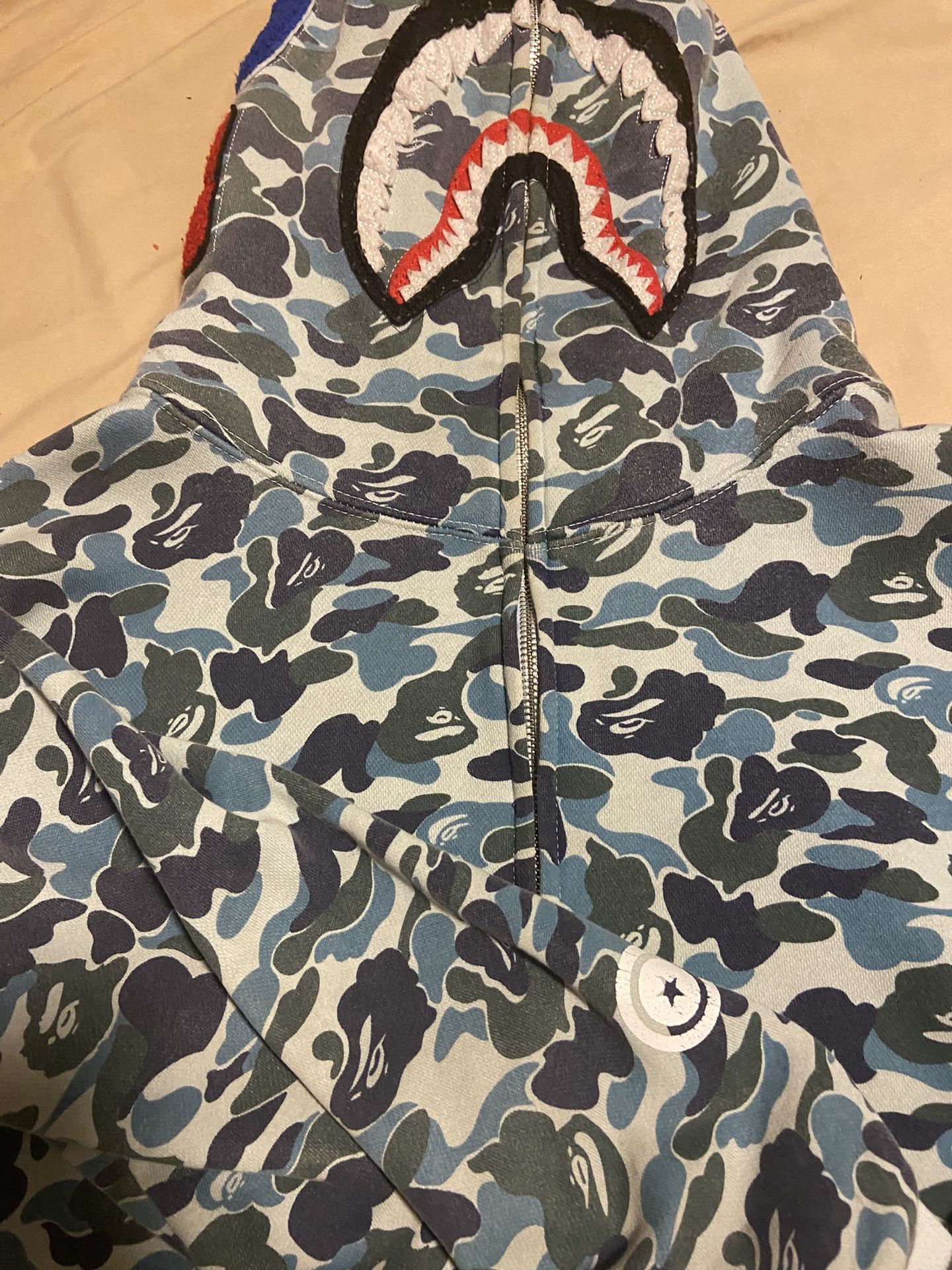 BAPE Shark Full Zip Hoodie. Color: Blue Camo