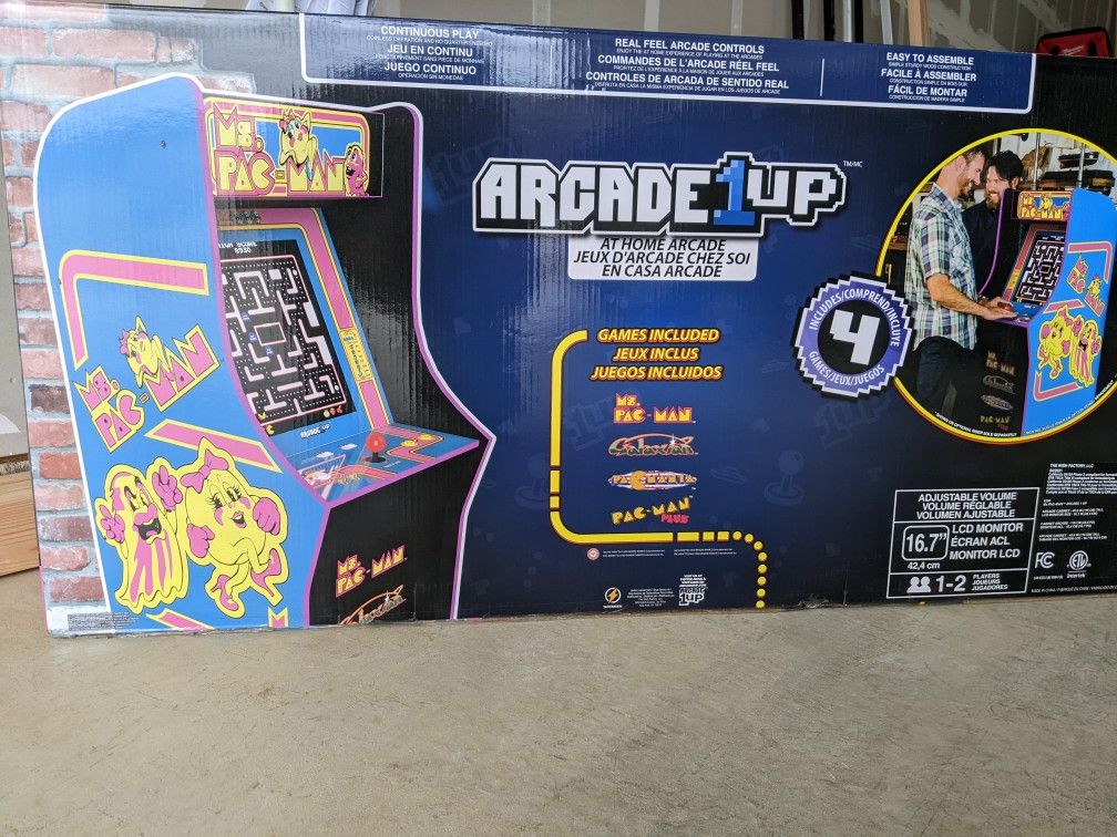 Arcade 1up Classic - Ms Pacman - No Riser - 3/4 Size Of An Arcade Machine.