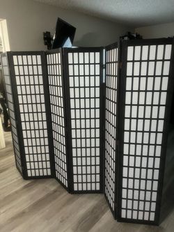 Black 4-Panel Room Divider / Privacy Screen