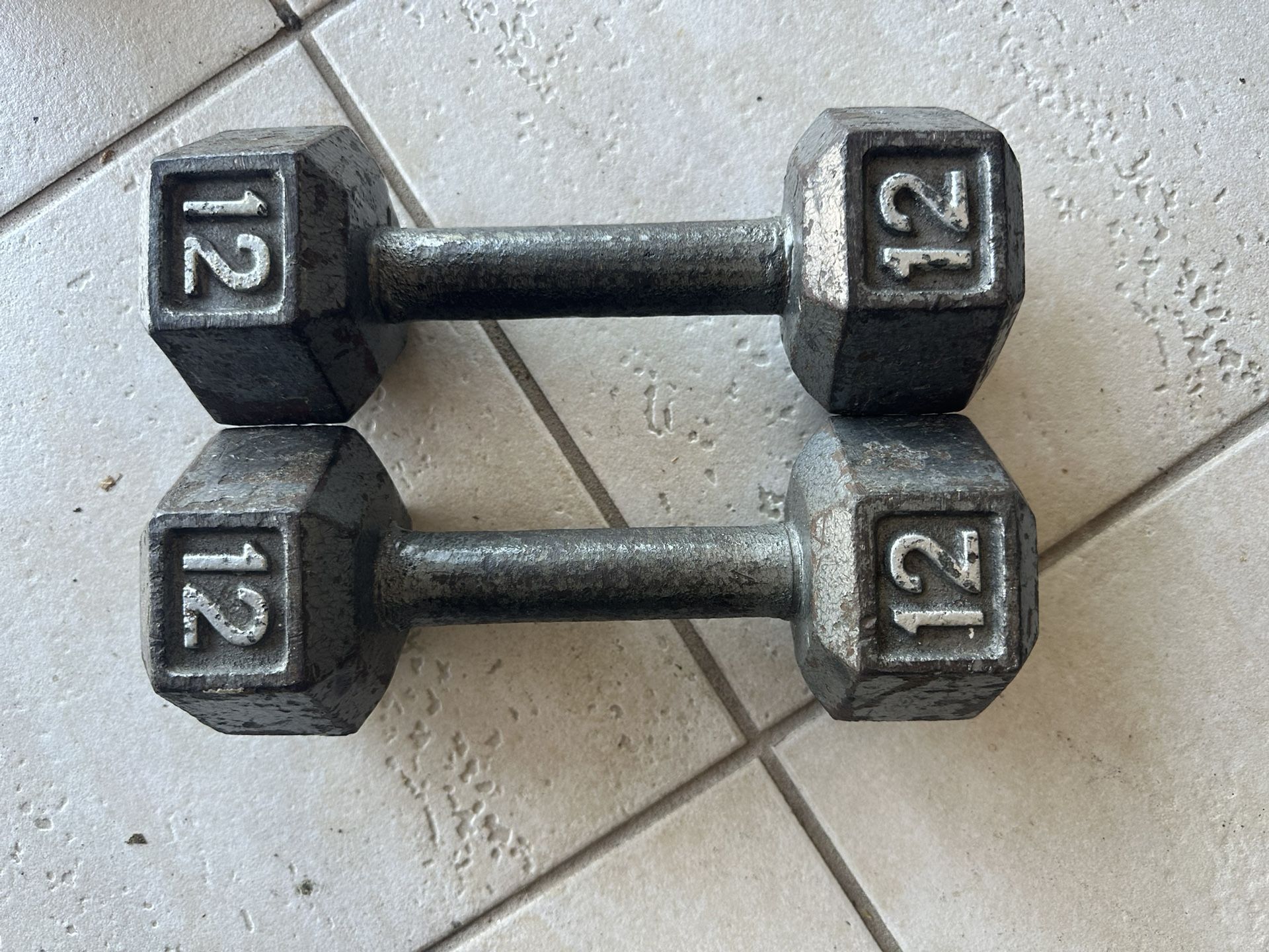 12 Pound Hex Dumbbells