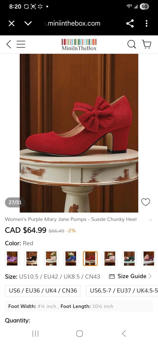  Women's Red Mary Jane Pumps - Suede Chunky Hee
