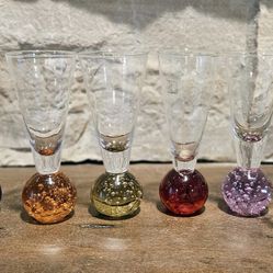 Vintage Bubble Base Shot Glasses Set of 6 – Colorful Decorative Barware