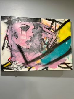 Abstract Woman Portrait Canvas Painting Contemporary Modern Wall Art