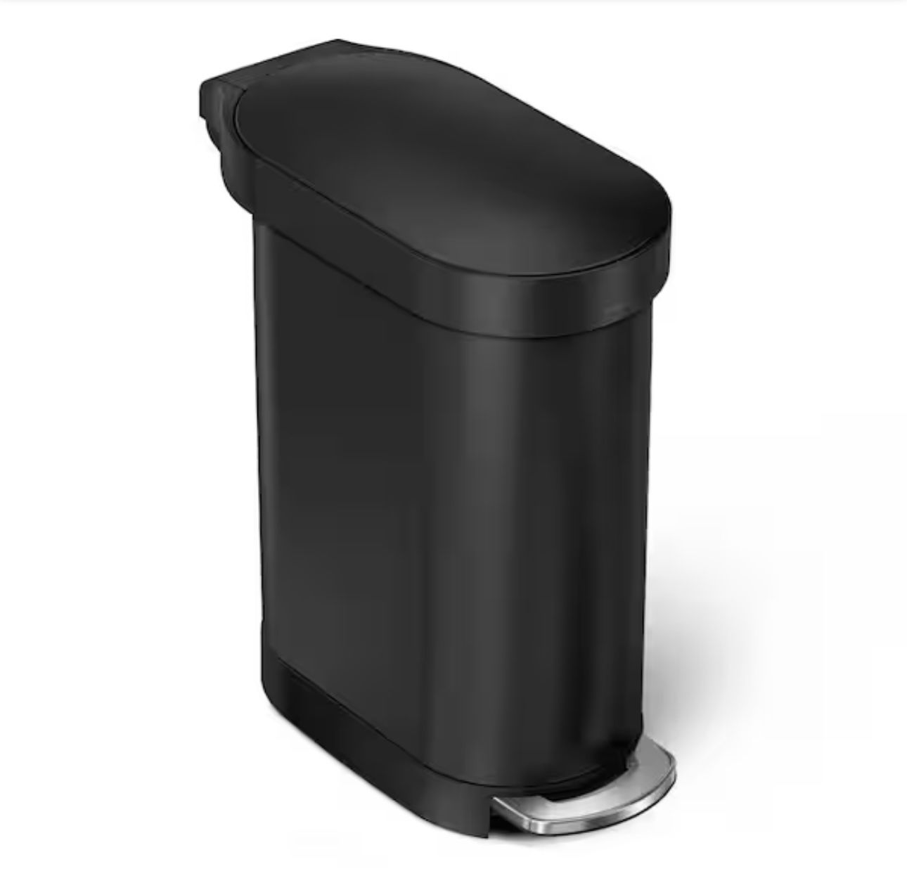 45L Slim Liner Rim Step Kitchen Trash Can, Matte Black Steel