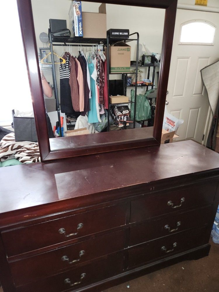 Wooden Dresser With Mirror