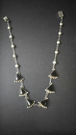 Vintage silver and onyx necklace