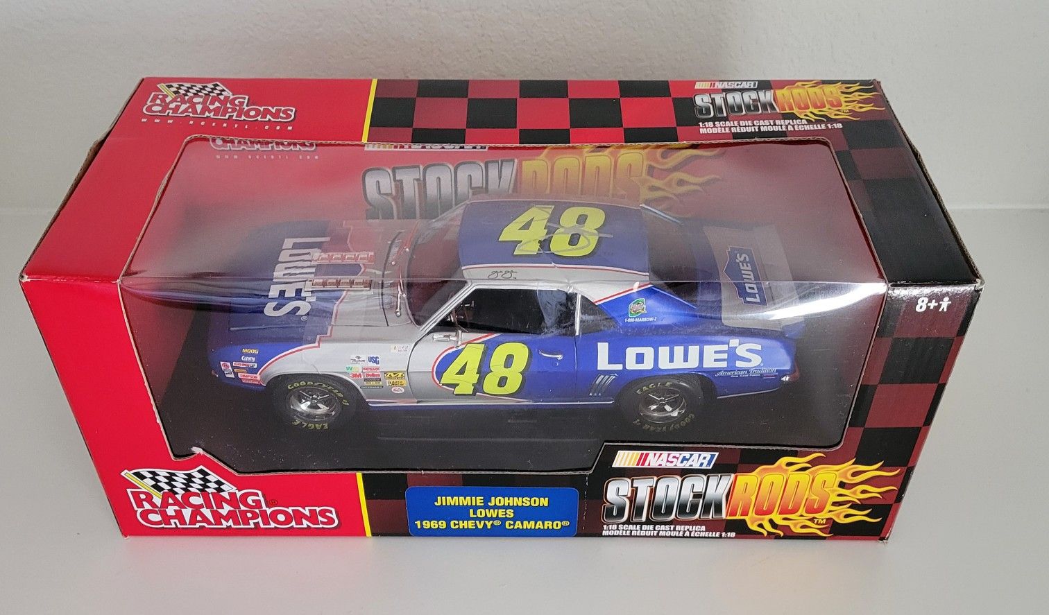 JIMMIE JOHNSON Signed Car 1969 Chevy Camaro ERTL Stock Rods 1:18 RC2 LOWE'S 2003