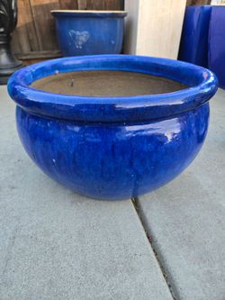 Large Blue Ceramic Pot