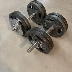 Iron Dumbbell Pair With 90LB of Weights 
