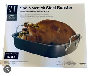 Salt 17 in nonstick steel roaster up to 30 lbs