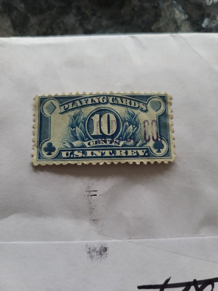 1929 US INTERNAL REVENUE USPS PLAYING CARDS 10c/TEN CENT BLUE 