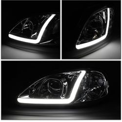 99-00 Honda Civic EK EJ EM JDM Chrome LED DRL Headlights Lamps Pair

