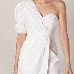 Ruched Lantern Sleeve One Shoulder Wrap Dress/Size:L/$15