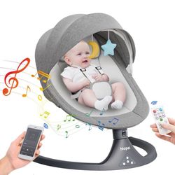 Napei Electric Baby Swing for Infants and Toddlers,with Bluetooth Music, 2 Seat Position, 5 Swing Angles with Gentle Speed-Gray