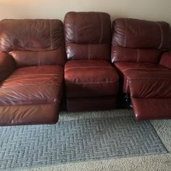 Free Red Leather Reclining Couch.