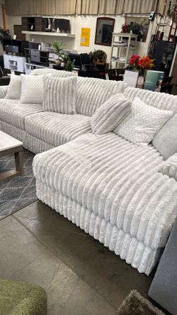 Plush Cloud Channel Tufted Sectional – Modern Luxury in Soft Grey