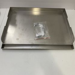 Skyflame Universal Stainless Steel Griddle Flat Top Plate with Even Heating Bracing for BBQ Charcoal/Gas Grills, Camping, Tailgating, and Parties 17"