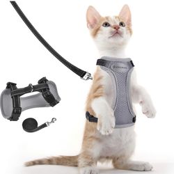 AVCCAVA S Cat/Puppy Harness & Leash for Walking, Escape Proof  Adjustable Vest Harnesses-Reflective