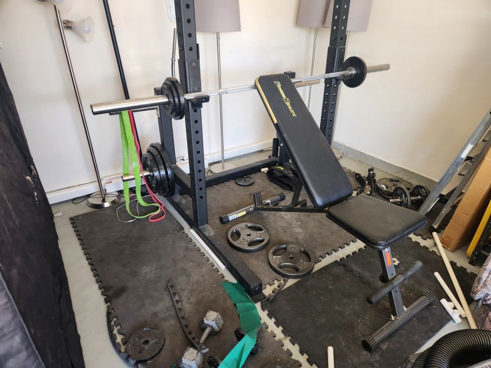 Weights, Bench, Belt, And Squat Rack