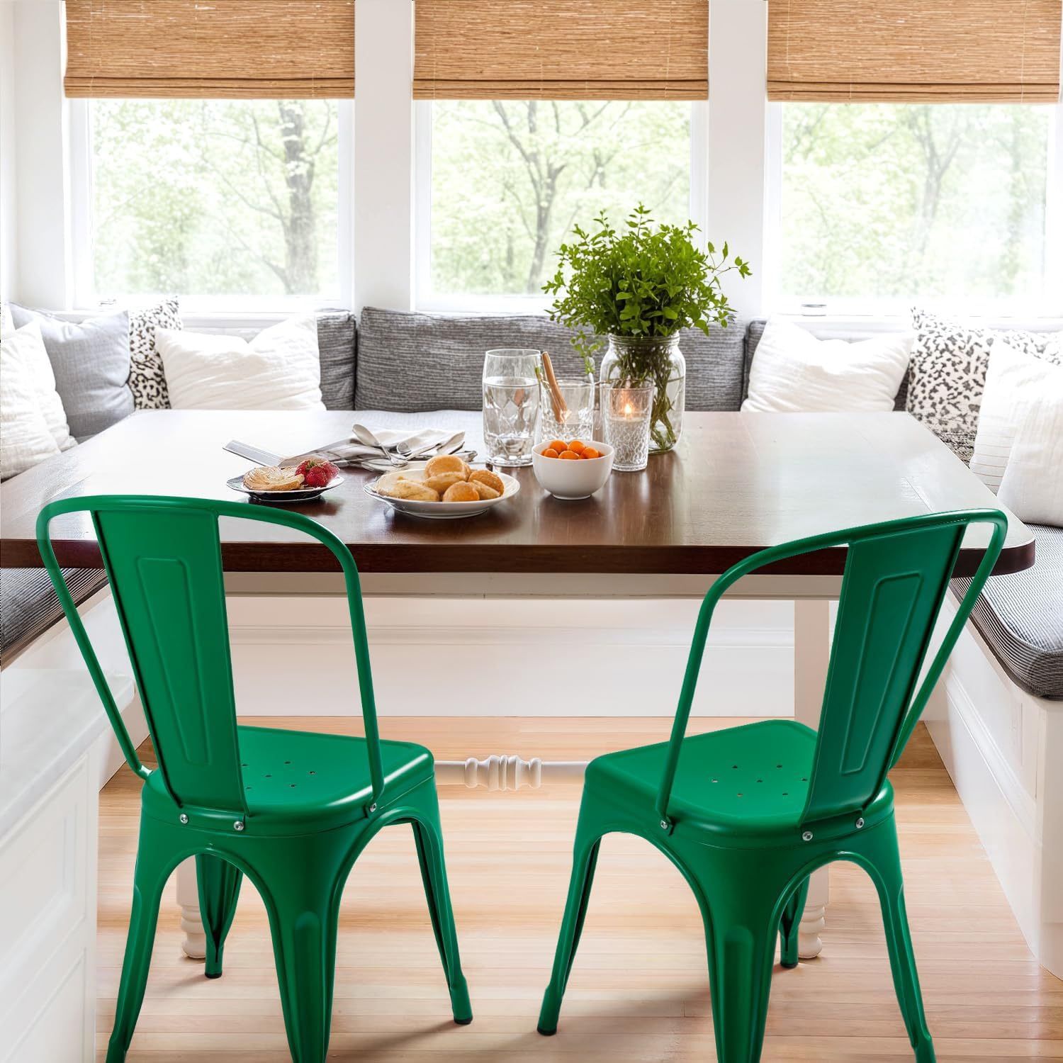 New Set of Heavy Duty Metal Chair Dining Chairs Indoor and