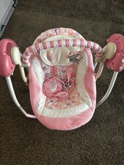 Pink Baby Swing with Toy Bar