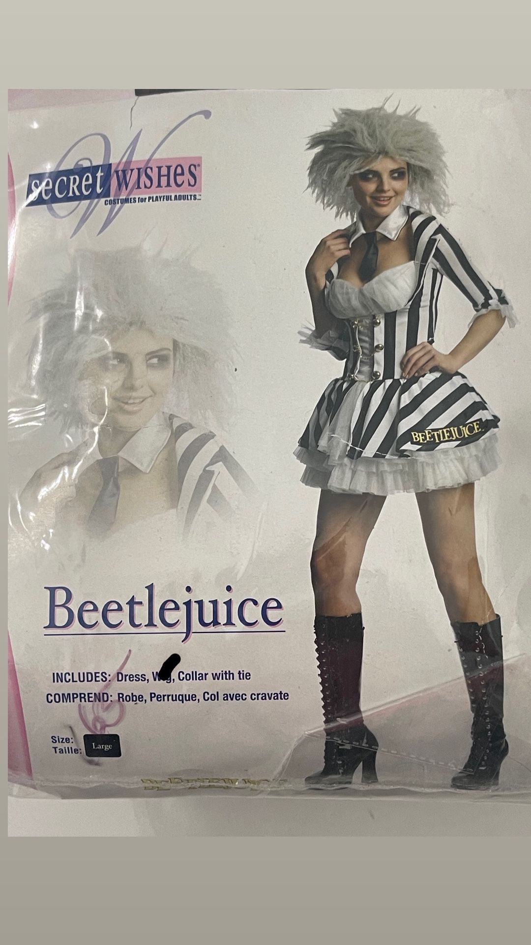 Beetlejuice Costume does NOT Inc Wig