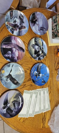 Collectors Set Of Franklin Mint Eagle Freedom Display Plates/certificates