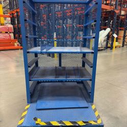 Order Picker Picking Cage Cart With Tow Hitch And Push Handle - Blue