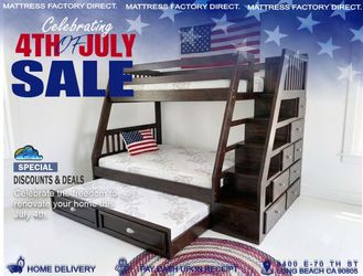 Complete Storage Bunk Bed Multiple Drawers Twin/ Full/ Full With Mattresses included