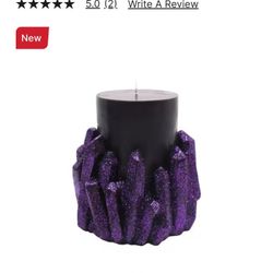 4" Black & Purple Crystal Pillar Candle 