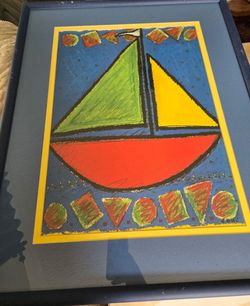 SAILBOAT " RARE VTG 1994 KAREN GUTOWSKY OFFSET LITHOGRAPH PRINT POP ART