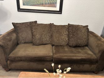 Oversized Brown Sofa & Loveseat Set – Rustic/Farmhouse Style