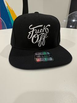 🧢 Custom Made “F*CK OFF” Black Flat Bill Hat / Cap / Patch  / SnapBack - NEW