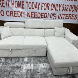 Beige Sleeper Sofa Sectional With Pull Put Bed Brand New 