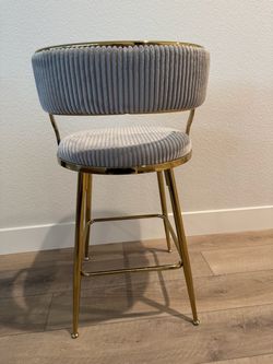 Gray Velvet Bar Stool with Gold Frame