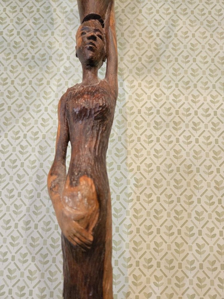 Wood Carved African Woman Figurine