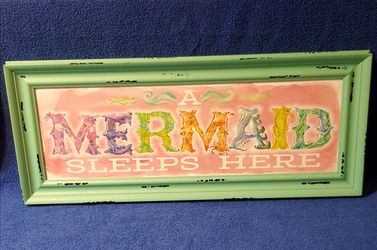 Girls Framed Mermaid Wall Art "New"