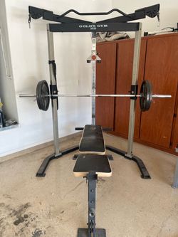Huge Ultimate Garage Gym Bundle - Gold's Gym XR30, 270 lbs Plates, Bench & Extras