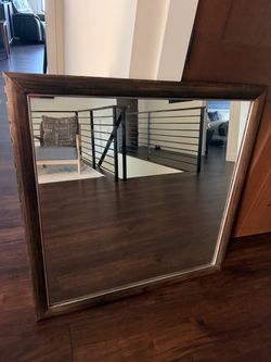 Large Square Wall Mirror Wood Frame