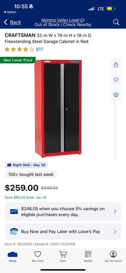 CRAFTSMAN 32-in W x 74-in H x 18-in D Freestanding Steel Garage Cabinet in Red