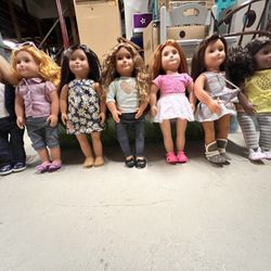 Large Lot Of Our Generation Dolls And Clothes ( American Girl Doll Sized) 