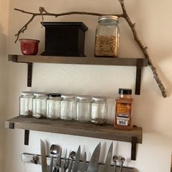 Wood And Metal Shelves 