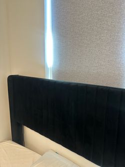 Black Velvet Channel-Tufted Headboard