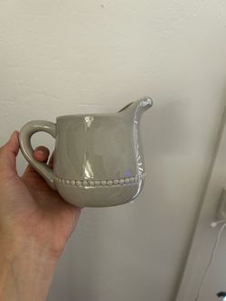Gray Ceramic Creamer with Beaded Detail