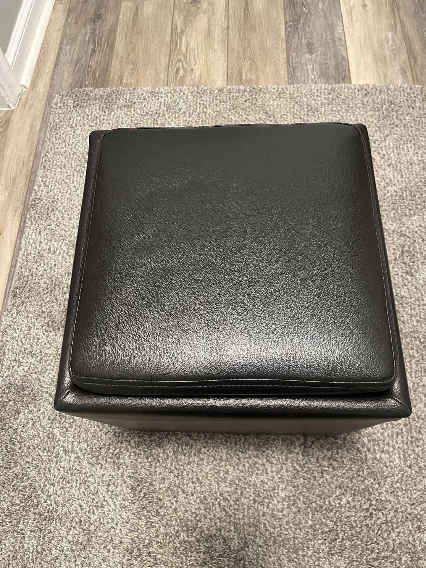Dark Brown Leather Ottoman/ Storage