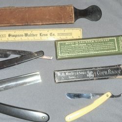 Antique straight razors With Sharpening Pad